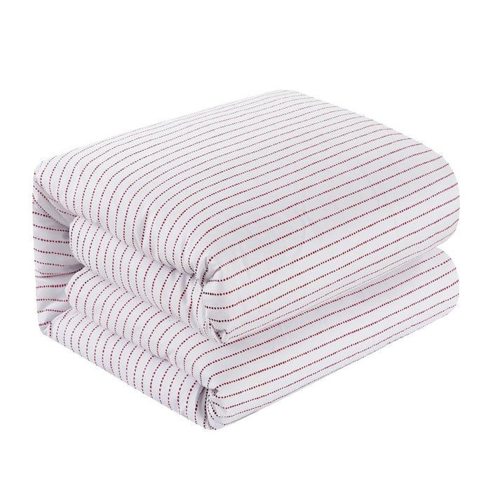 Chic Home Wesley Duvet Cover Set Contemporary Solid White With Dot Striped Pattern Print Design Bed In A Bag Bedding - Sheets Pillowcase Pillow Sham Included - 5 Piece - Twin 68x90", Wine Red