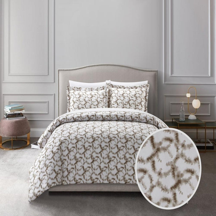 Chic Home Chrisley Duvet Cover Set Contemporary Watercolor Overlapping Rings Pattern Print Design Bedding - Pillow Sham Included - 2 Piece - Twin 68x90", Taupe