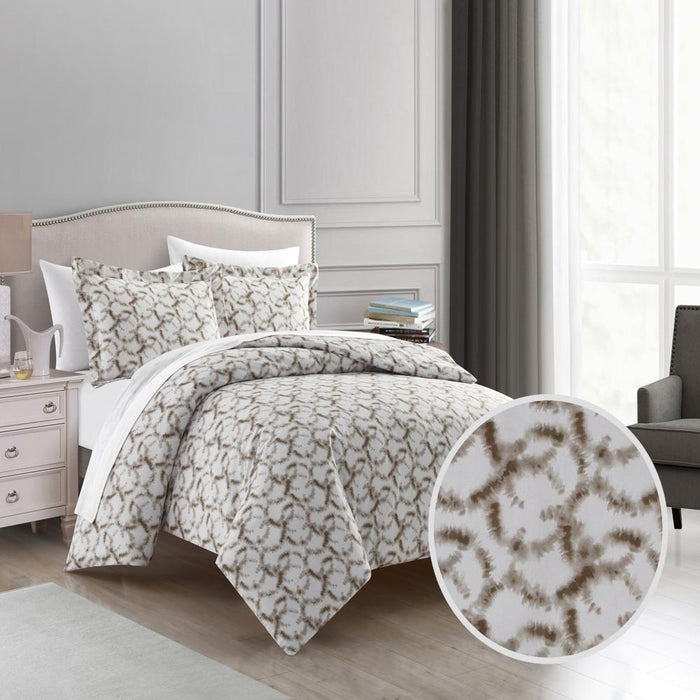Chic Home Chrisley Duvet Cover Set Contemporary Watercolor Overlapping Rings Pattern Print Design Bedding - Pillow Sham Included - 2 Piece - Twin 68x90", Taupe