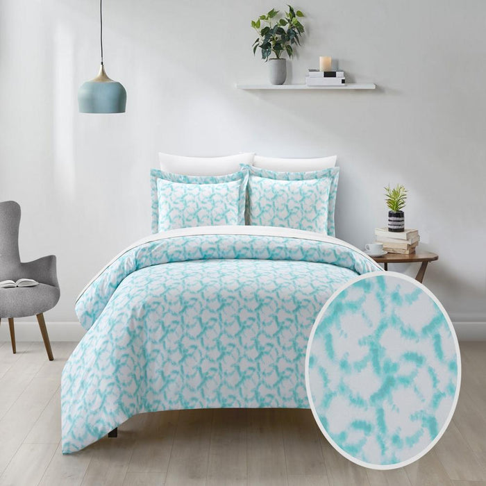 Chic Home Chrisley Duvet Cover Set Contemporary Watercolor Overlapping Rings Pattern Print Design Bedding - Pillow Sham Included - 2 Piece - Twin 68x90", Aqua