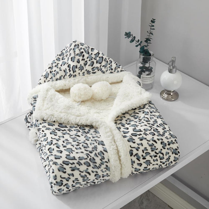 Leopard Leopard Spot Animal Print  Wearable Blanket 51" x 71" Gray by Chic Home