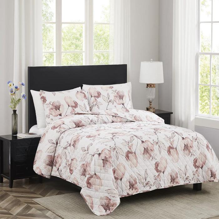 RT Designers Collection Melrose Abigail 3-Pieces Elegant Stitched Quilt Set OB Queen Multicolor