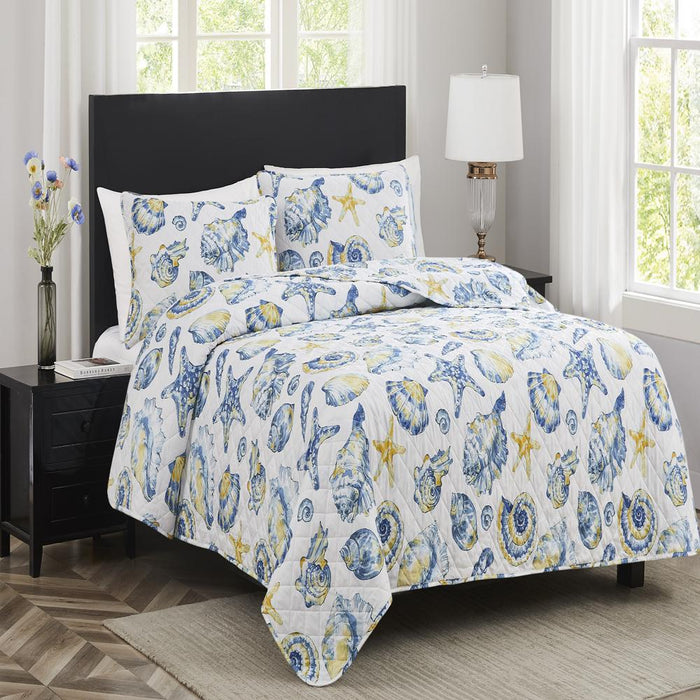 RT Designers Collection Melrose Sunshell 3-Pieces Elegant Stitched Quilt Set OB Multicolor