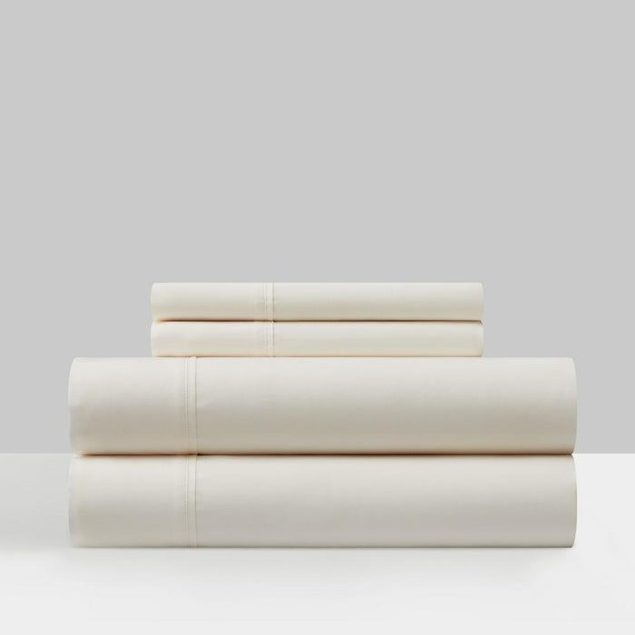Chic Home Ashton Sheet Set Super Soft Solid Color With Piping Flange Edge Design - Includes 1 Flat, 1 Fitted Sheet, and 1 Pillowcase - 3 Piece - Twin 66x102", Beige