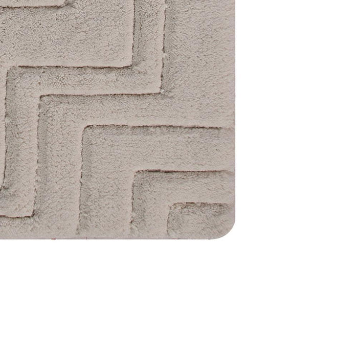 Zig Zag Pattern Cotton Non-Skid Back Bath Rug Ivory by Castle Hill London
