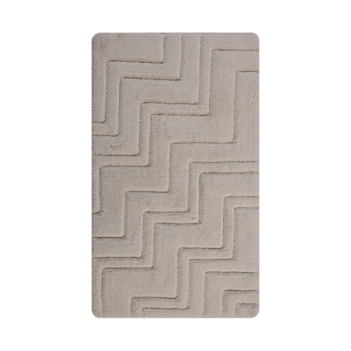 Zig Zag Pattern Cotton Non-Skid Back Bath Rug Ivory by Castle Hill London