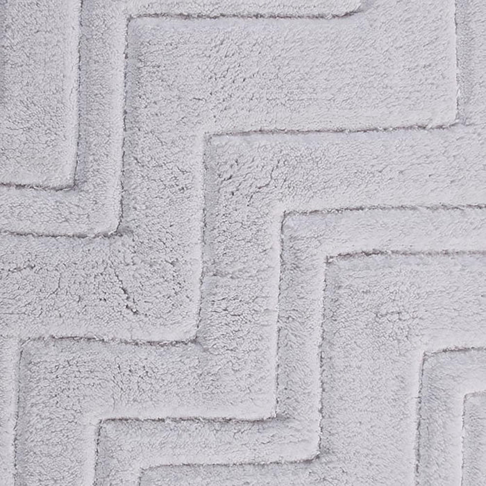 Zig Zag Pattern Cotton Non-Skid Back Bath Rug 24" x 40" White by Castle Hill London