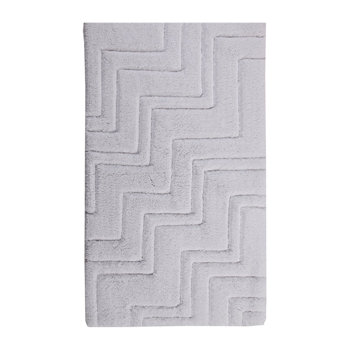 Zig Zag Pattern Cotton Non-Skid Back Bath Rug 24" x 40" White by Castle Hill London