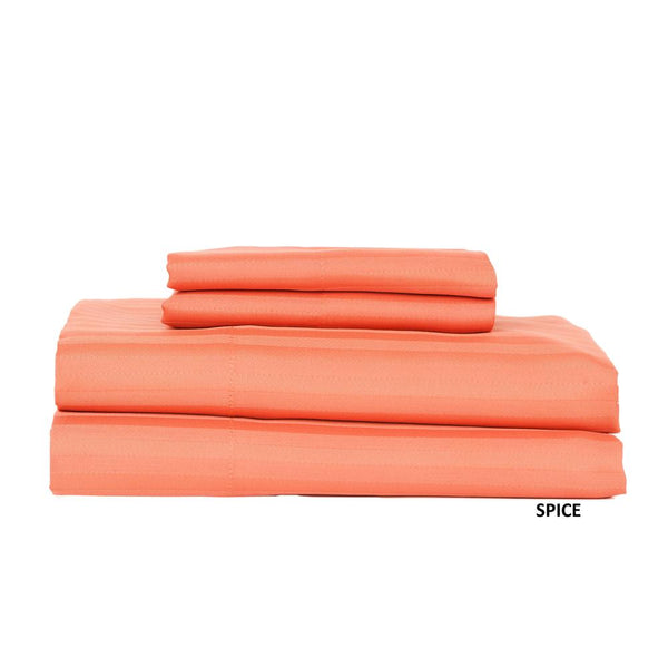 Castle Hill London 600 Thread Count Sateen Stripe Sheet Set - Spice