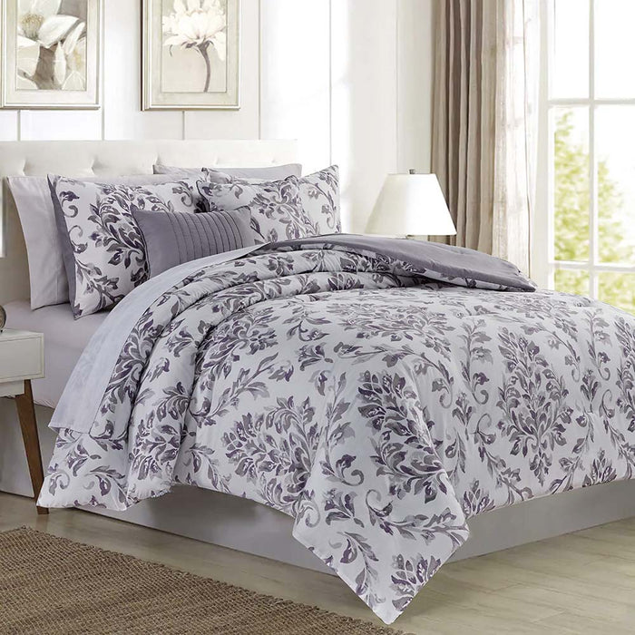 RT Designer's Collection 5 Piece Skylar Damask Printed Complement to Any Bedroom Decor Comforter Set