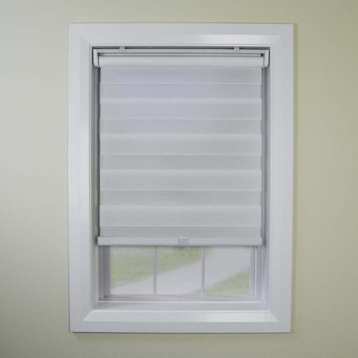 Versailles Cordless Zebra Slimline Privacy Room Darkening Shade for Windows Ivory