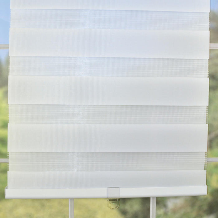 Versailles Cordless Zebra Privacy Room Darkening Shade for Windows Eggshell