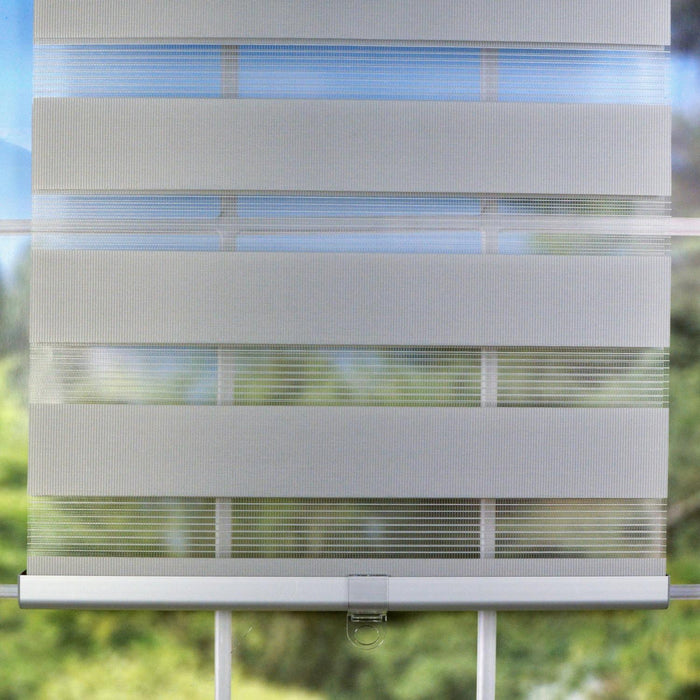 Versailles Cordless Zebra Privacy Room Darkening Shade for Windows Pewter