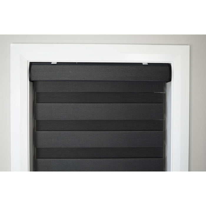 Versailles Cordless Zebra Privacy Room Darkening Shade for Windows Black