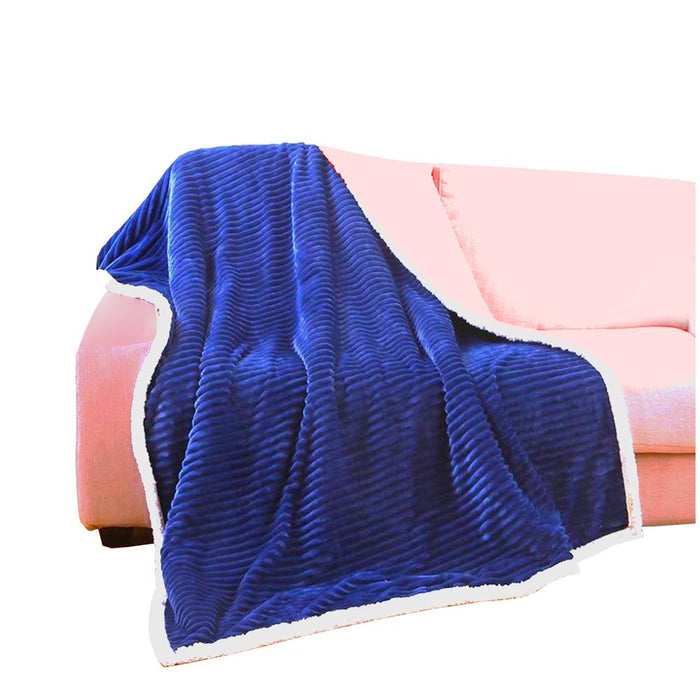 Plazatex Corduroy Faux Sherpa Reverse Throw Blanket - 50x60" Blue