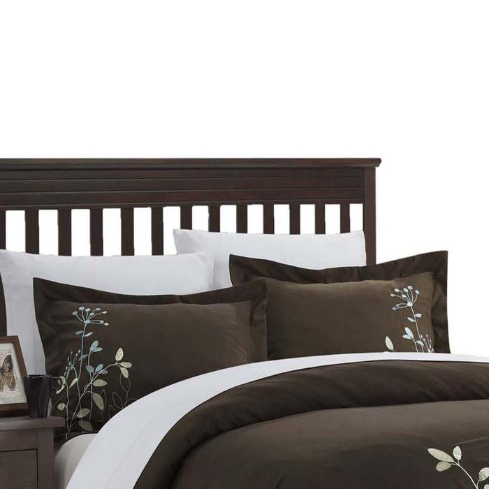Chic Home Kathy Kaylee Floral Embroidered 3 Pieces Duvet Cover Set - King 106x92, Brown