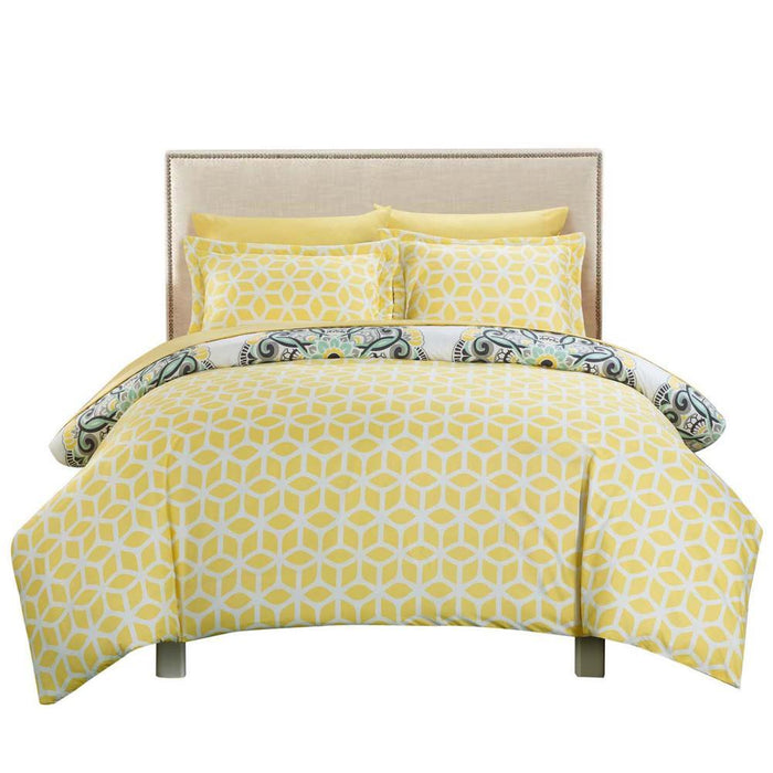 Chic Home Ibiza Majorca Medallion Reversible Bed In A Bag 7 Pieces Duvet Cover Set - King 106x92, Yellow