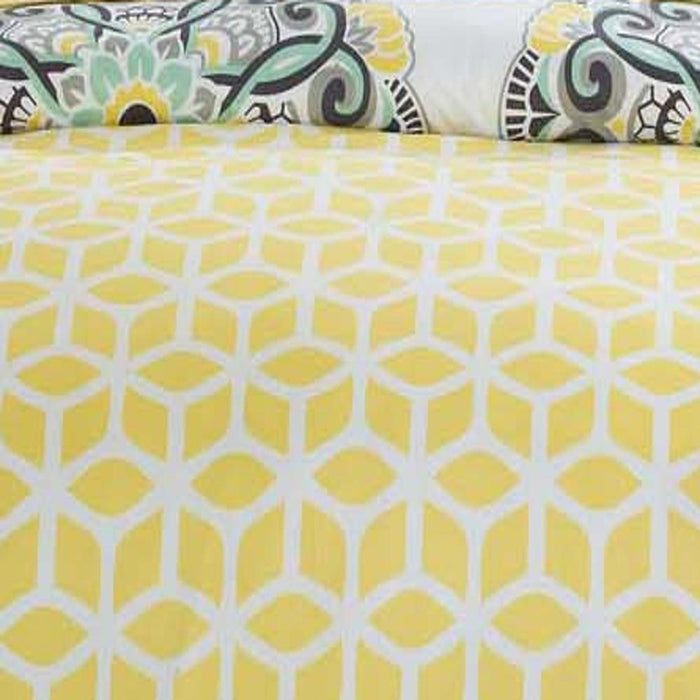 Chic Home Ibiza Majorca Medallion Reversible Bed In A Bag 7 Pieces Duvet Cover Set - King 106x92, Yellow