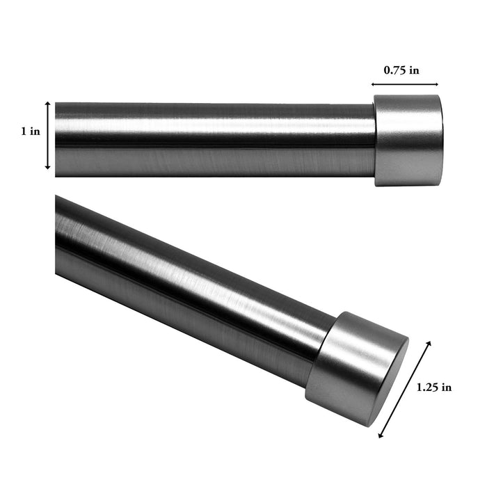 Versailles Esencial Kepi Steel Heavy Duty Curtain Rod Set for Windows Black