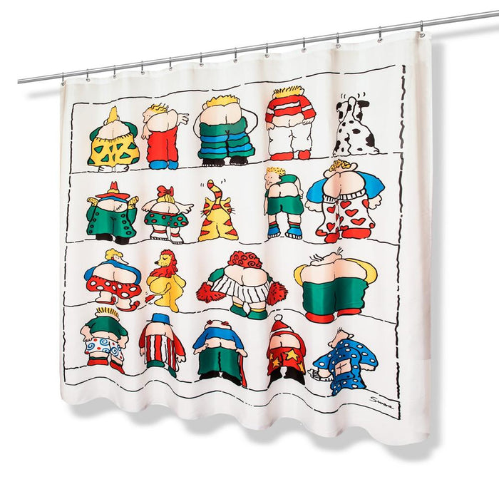 Carnation Home Fashions "Bottoms" Up Fabric Shower Curtain - 70x72", Multi