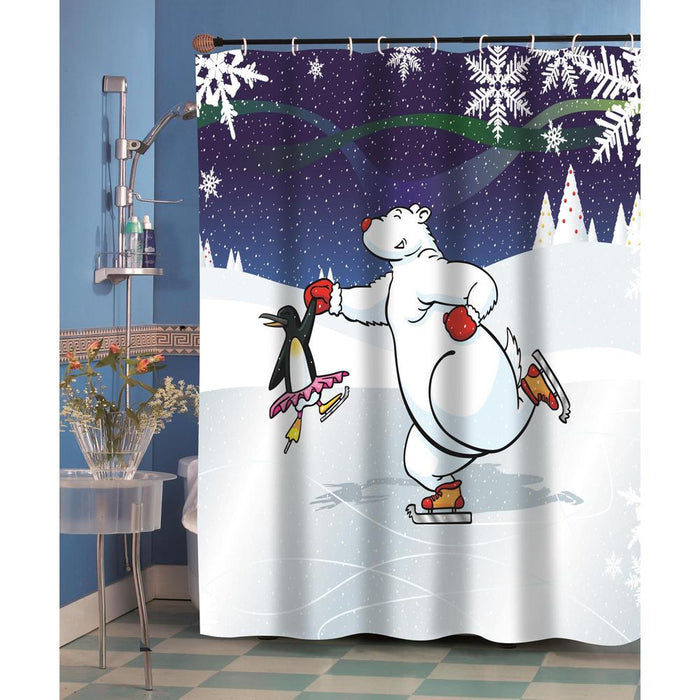 Carnation Home Fashions "Ice Dancers" Fabric Shower Curtain - Multi 70x72"