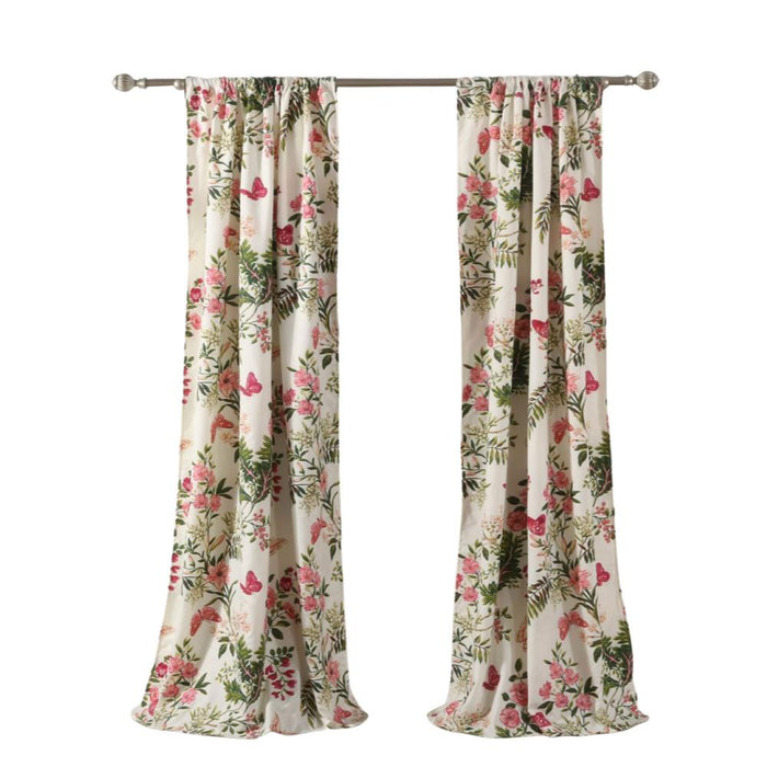 Greenland Home Fashion Butterflies Window Curtain Panels Pair with 2 Matching tie backs - 2 - piece - Multi 42x84"