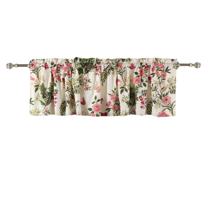 Greenland Home Fashion Butterflies High Quality Ready Made Polyester Fabric Window Curtain Valance - Multi 84x14"