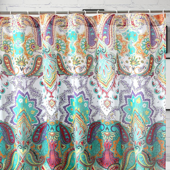 Greenland Home Fashions Barefoot Bungalow Nirvana Bath Shower Curtain - 72x72", Teal
