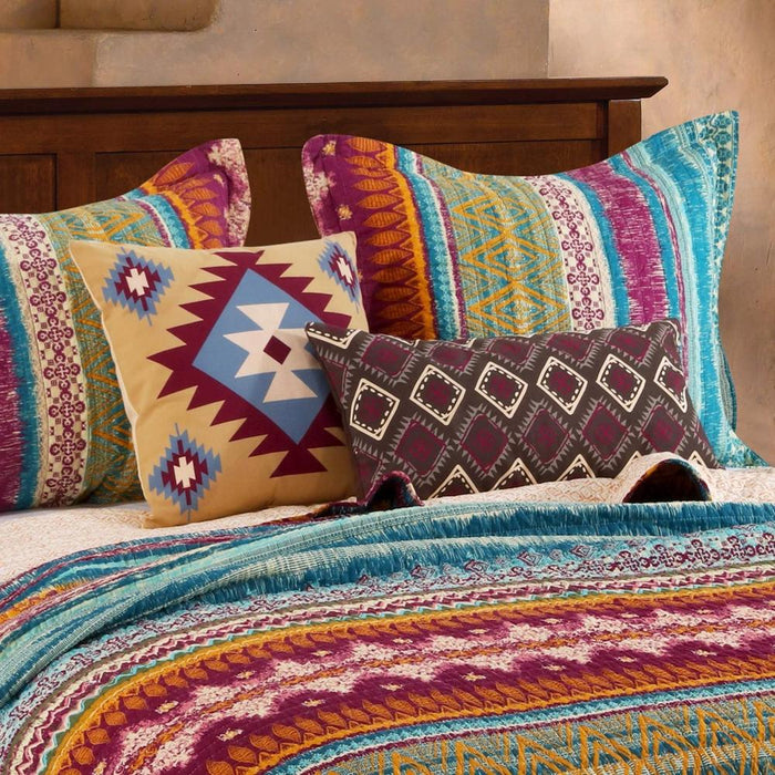 Greenland Home Fashion Southwest Geometric Motifs And Zippered Decorative Pillow Set - 2 - Piece - Earth Tones 18x18"