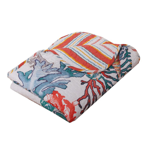 Barefoot Bungalow Atlantis Jade Blanket Throw - 50x60", Coral