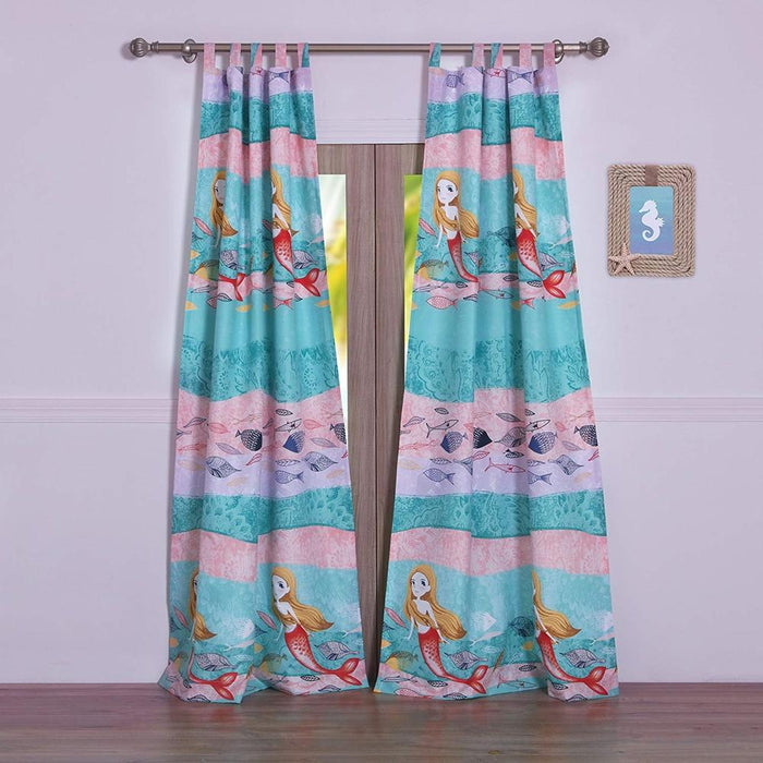Greenland Home Fashion Mermaid's Window Curtain Panels Pair with Matching tie backs - 2 - Piece - Multi 42x84"