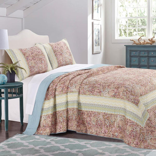 Barefoot Bungalow Palisades Bedspread And Pillow Sham Set - Pastel