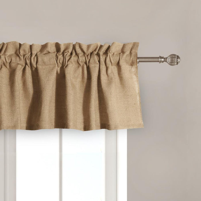 Greenland Home Fashion Burlap Window Valance With 2" header 3" rod pocket - Natural 84x14"