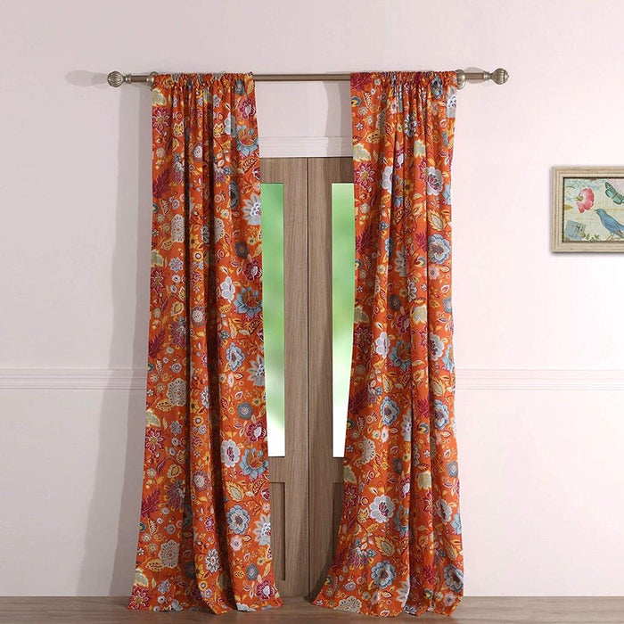 Greenland Home Fashion Astoria Festive Window Curtain Panel Pair With 3" Rod Pocket - Spice 42x63"