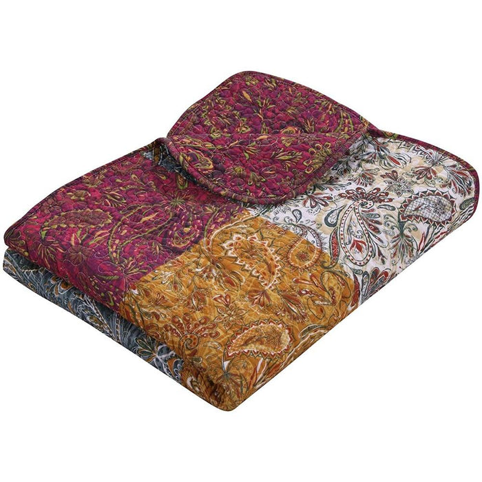 Barefoot Bungalow Paisley Slumber Extra Softness Reversible Throw Blanket - 50x60", Spice