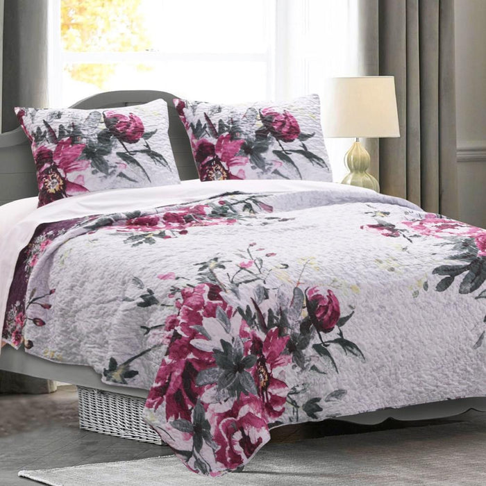 Greenland Home Fashion Rose Touch 2-Piece Quilt & Pillow Sham Set - Twin 68x88", Multicolor