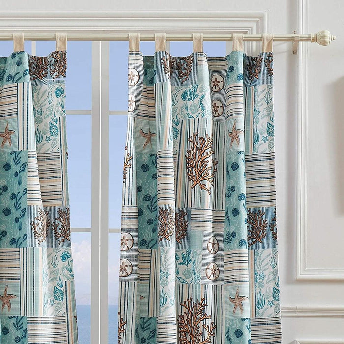 Greenland Home Fashion Key West Decorative With 3" Rod For Hanging Window Curtains - Seafoam 84x84"