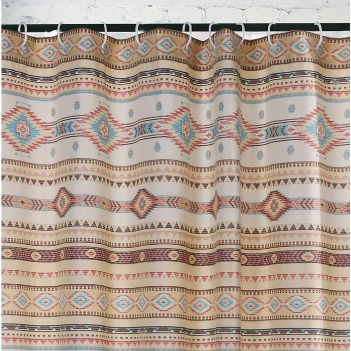 Barefoot Bungalow Phoenix Traditional Design And Button Holes Hanging Shower Curtain - 72x72", Tan