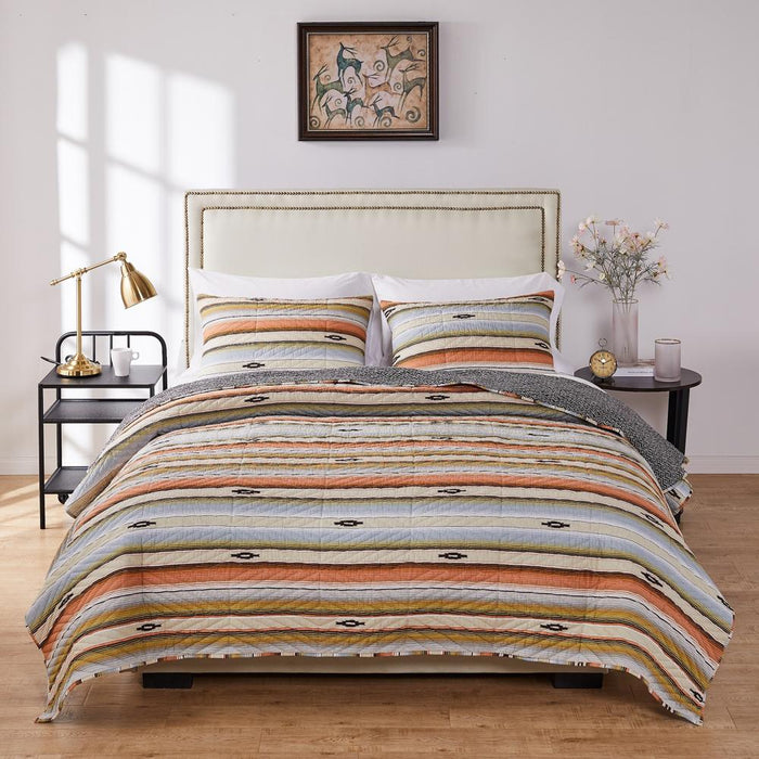 Barefoot Bungalow Painted Desert Ultra Soft Coverlet, Comfortable Bedding Quilt Set, 3-Piece Full/Queen, Rose