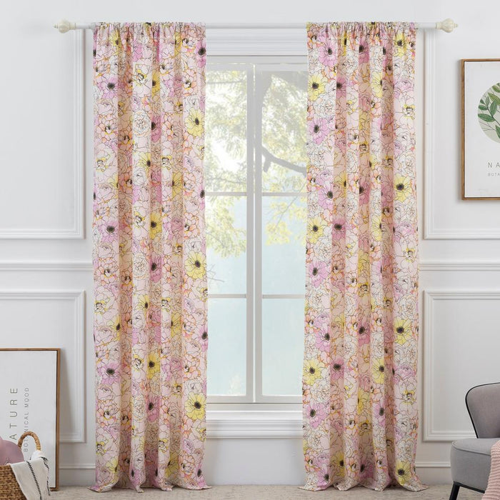 Greenland Home Fashion Misty Bloom All Seasons Efficient Room Darkening Window Curtain Panel Set - Pink 84x84"