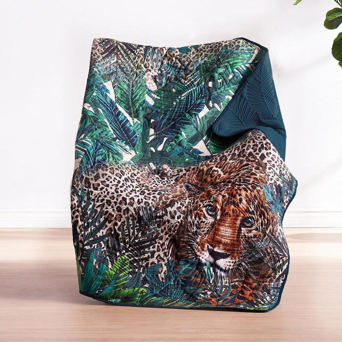 Greenland Home Fashions Barefoot Bungalow Jungle Cat Accessory Throw - 50x60", Teal