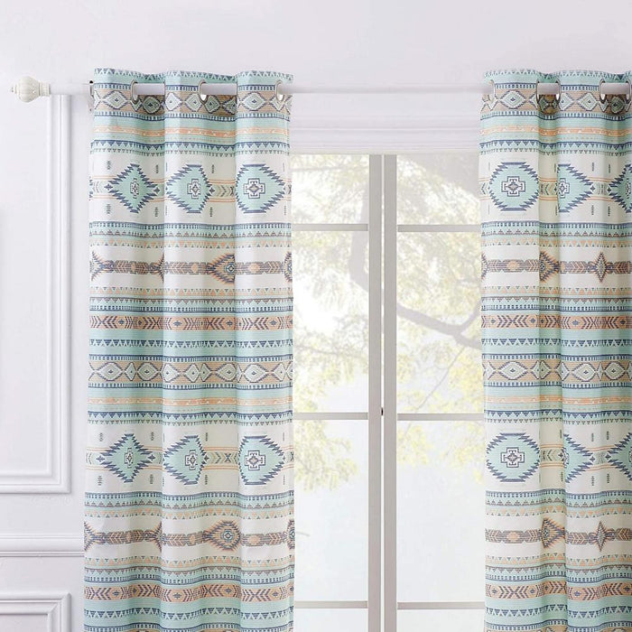 Greenland Home Fashions Barefoot Bungalow Phoenix Window Panel Pair - 42x84", Turquoise