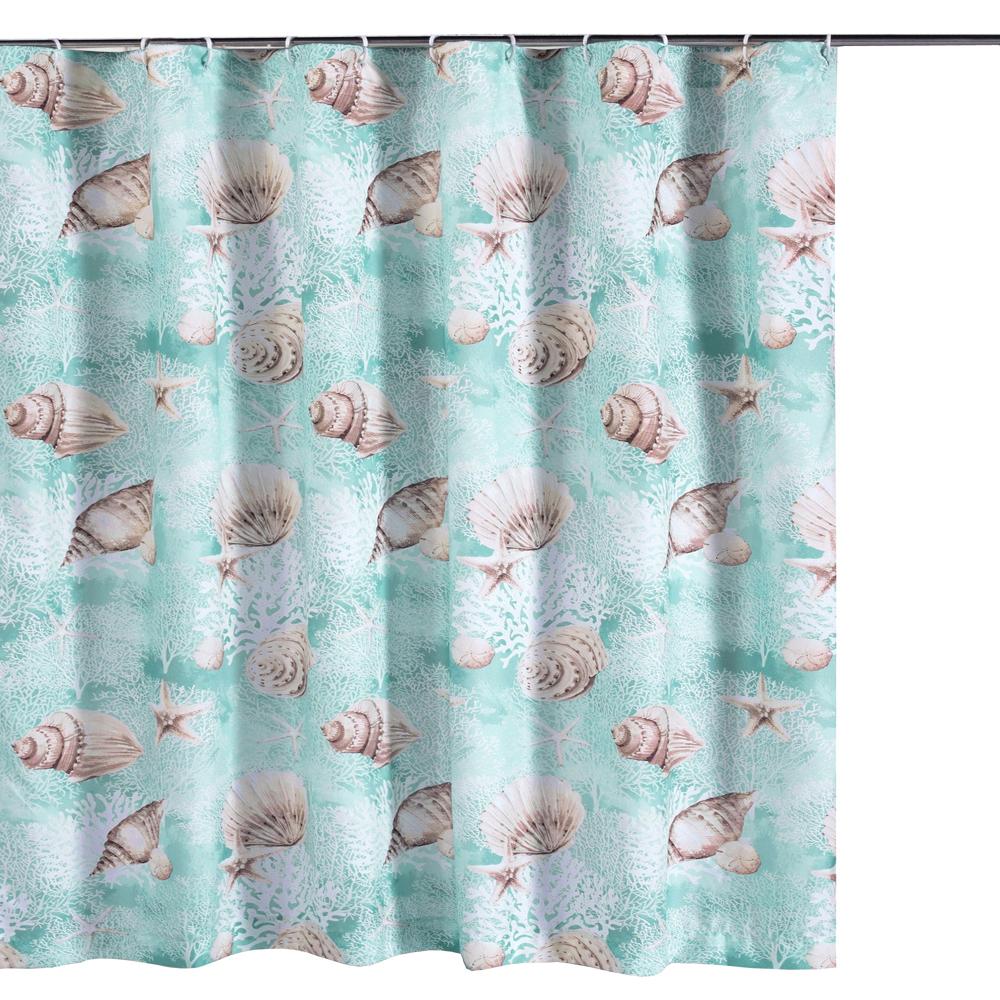 Sunlit Seashells Decorative Shower Curtain Hooks, Aqua Blue Ocean Creatures  Coastal Shower Curtain Rings, Resin, Nautical Bathroom Decoration Beach