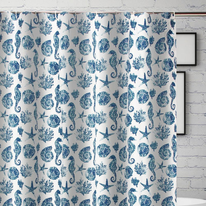 Greenland Home Fashions Pebble Beach Bath Shower Curtain - Blue 72x72