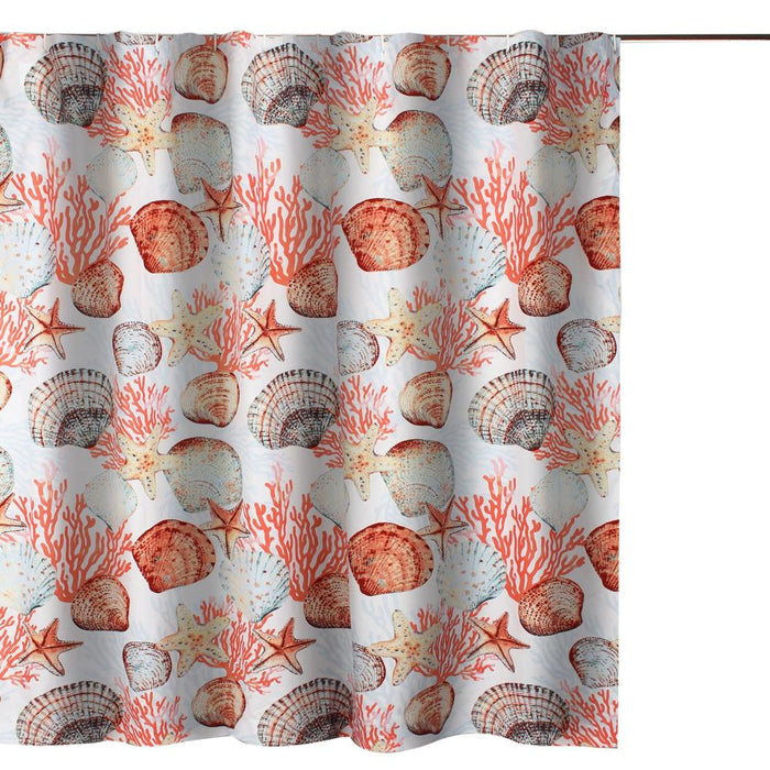 Greenland Home Fashions Beach Days Bath Shower Curtain - Coral 72x72