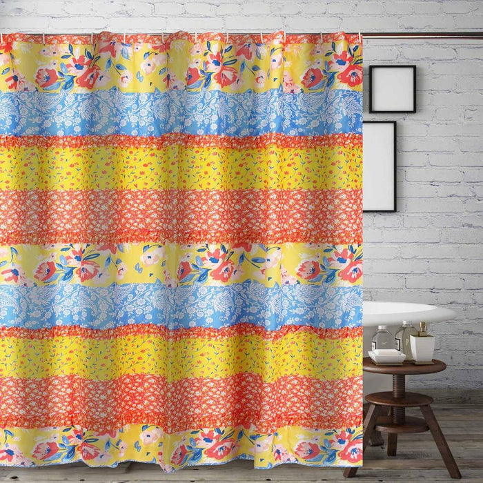 Greenland Home Skylar Ruffle-Embellished Shower Curtain - 72x72", Calico