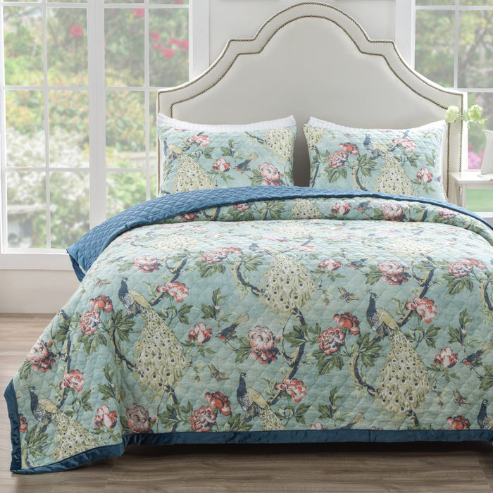 Greenland Home Pavona Velvet Embellished Quilt Set