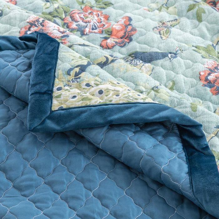 Greenland Home Pavona Enchanted Garden Quilted Throw, 50x60-inch, Jade