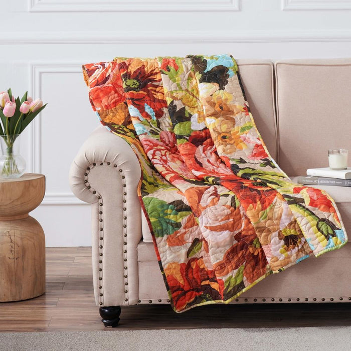 Greenland Home Senna Modern Boho Floral Quilted Throw 50x60-inch