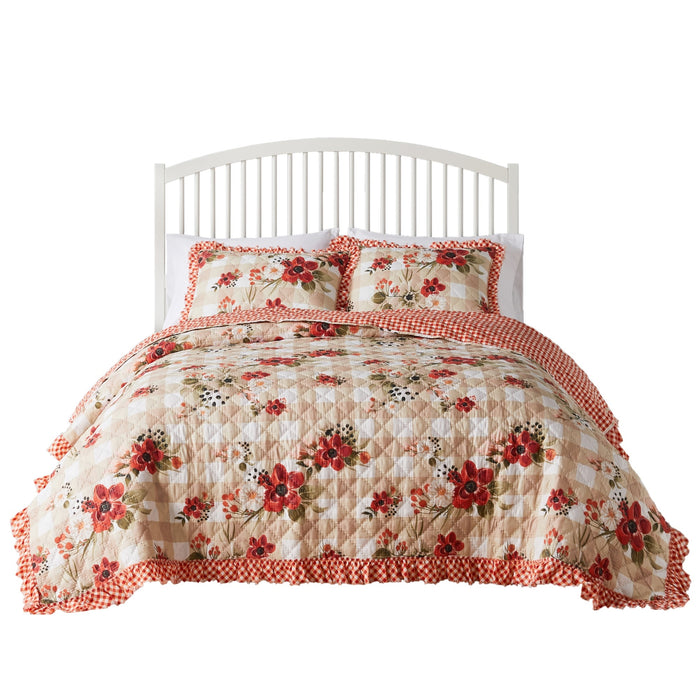 Greenland Home Wheatly Farmhouse Gingham Quilt Set